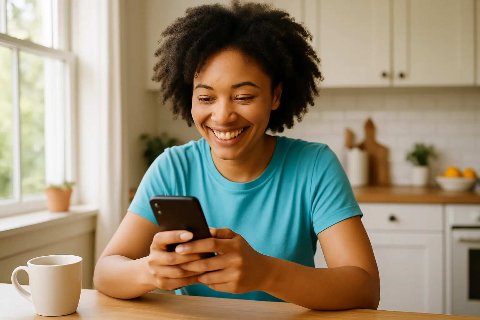 Person smiling while messaging on a smartphone — start dating in Surrey